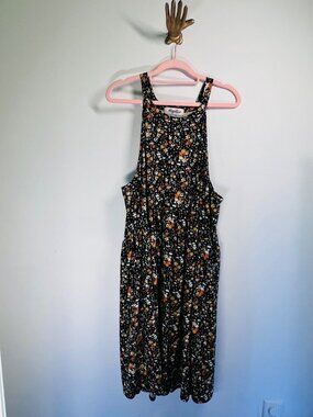 Haptics 3x Black Floral Sleeveless Midi Dress with Pockets